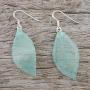 NOVICA Natural Leaf .925 Sterling Silver Dangle Earrings Stunning Nature in Jade