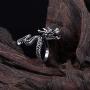 BYONDEVER Vintage Punk Silver Black Chinese Dragon Snake Dragon Claw Skull Rings Jewelry Gothic Alloy Open Adjustable