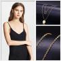 Aobei Pearl Circle Disk Necklace 18K Gold Chain Choker Layered Karma Full Moon Dainty Minimalist Jewelry for Women