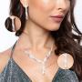 SP Sophia Collection Fancy Fashion Statement Womens Marquise Y Drop Necklace and Stud Post Dangle Earrings Set