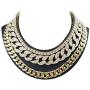 Time scent 14K Yellow Gold Plated Quavo Choker 20'' Cuban & 18'' Full Iced Cuban & 1 Row Tennis Chain Set