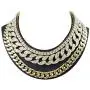 Time scent 14K Yellow Gold Plated Quavo Choker 20'' Cuban & 18'' Full Iced Cuban & 1 Row Tennis Chain Set