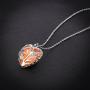 SPHTOEO Glow in Dark Women Necklace Hollow Out Heart Crystal Pendant Luminous Necklace (Orange)