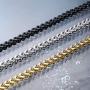 INBLUE 6MM Wide Chain Necklace for Men Women Boys Girls Stainless Steel Cuban Link Chain Necklaces Water Resistant Thick Metal Foxtail Chains (3 Colors - Silver Black Gold, 21.6 Inch Long)