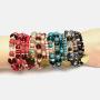 DINGFASHION Beaded Bracelets Stackable Bracelets Bohemian Stretch Strand Bangles 4 Strings Bracelet Set, Heart Charm Starfish Charm