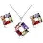 Crystalline Azuria Colorful Zirconia Crystals Rhombus Jewellery Set Pendant Necklace 18'' Earrings 18 ct White Gold Plated Black and Whte Jewelry Set for Women Crystalline Azuria Colorful Zirconia Crystals Rhombus Jewellery Set Pendant Necklace 18'' Earrings 18 ct White Gold Plated Black and Whte Jewelry Set for Women