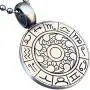 Astrology Jewelry Wheel of Zodiac Talisman Horoscope Gypsy Magic Psychic Fortune Teller Pagan Pewter Womens Mens Pendant Necklace Good luck Charm Protection Amulet for men women Silver Ball Chain