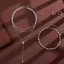 Zehory Boho Layered Crystal Choker Necklace Silver Long Tassel Pendant Y Necklaces Chain Jewelry Adjustable for Women and Girls