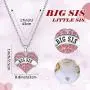 Hicarer 2 Pieces Big Sis and Little Sis Heart-Shape Crystal Pendant Necklace Sister Jewelry Set for Sister Girls Kids Supplies