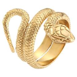 316L Stainless Steel Jewelry Serpent Shape Punk Style Solid Unisex Snake Ring