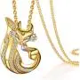 Womens pendant necklace, 18K gold zirconium-plated zirconium fox pendant, with stainless steel necklace, pendant can be used as a brooch