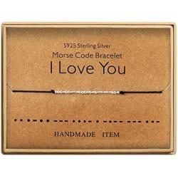 Morse Code Bracelet Sterling Silver Beads on Silk Cord Secret Message I Love You Bracelet Gift Jewelry for her