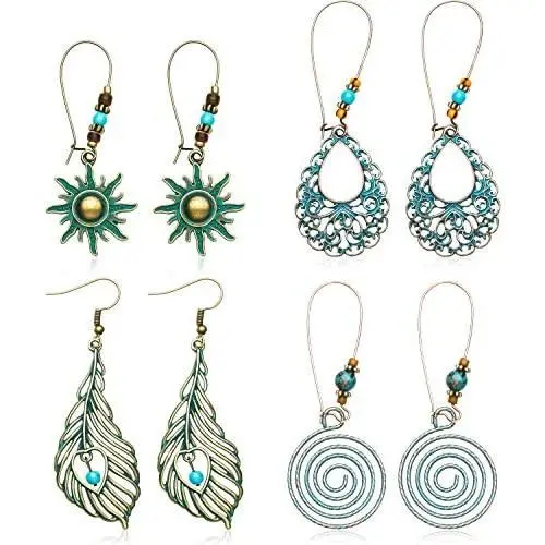 4 Pairs Bohemian Vintage Dangle Earrings Retro Rhinestone Earrings Boho Dangle Drop Earrings for Women Girls (Style C) 4 Pairs Bohemian Vintage Dangle Earrings Retro Rhinestone Earrings Boho Dangle Drop Earrings for Women Girls (Style C)