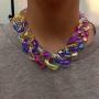 ELABEST Hip Hop Arcylic Necklace Colored Glaze Statement Choker Chunky Rhombus Link Chain Party Ball Nightclub Costume Jewelry for Women and Girls