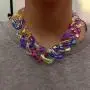 ELABEST Hip Hop Arcylic Necklace Colored Glaze Statement Choker Chunky Rhombus Link Chain Party Ball Nightclub Costume Jewelry for Women and Girls ELABEST Hip Hop Arcylic Necklace Colored Glaze Statement Choker Chunky Rhombus Link Chain Party Ball Nightclub Costume Jewelry for Women and Girls