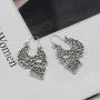 Unisex 925 Sterling Silver Plated Hollow White Skull Earring Human skeleton Head Charm Lever-back Dangle Earrings