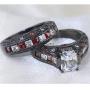Gy Jewelry Two Rings His and Hers Wedding Ring Sets Couples Matching Rings Womens Black Gold Plated Cubic Zirconia Wedding Engagement Ring Bridal Sets & Mens Tungsten Carbide Wedding Band