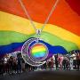 BEKECH Gay Pride Rainbow Necklace Crescent Moon Charm Rainbow Pendant Necklace Gay & Lesbian LGBT Pride Gifts Rainbow Jewelry LGBT Jewelry Lesbian Gift