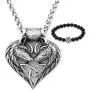 GUNGNEER Mens Stainless Steel Wolf Head Heart Celtic Knot Amulet Pendant Triquetra Necklace Talisman Irish Jewelry GUNGNEER Mens Stainless Steel Wolf Head Heart Celtic Knot Amulet Pendant Triquetra Necklace Talisman Irish Jewelry
