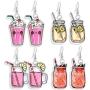 DAMLENG 4 Pairs Funny Cute Lemon Fruits Drink Cup Dangle Drop Earrings Sets Kawaii Acrylic Bubble Boba Tea Dangle Earrings for Women Girls