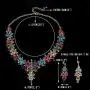 EVER FAITH Austrian Crystal Enamel Party Flower Cluster Drop Necklace Earrings Set EVER FAITH Austrian Crystal Enamel Party Flower Cluster Drop Necklace Earrings Set