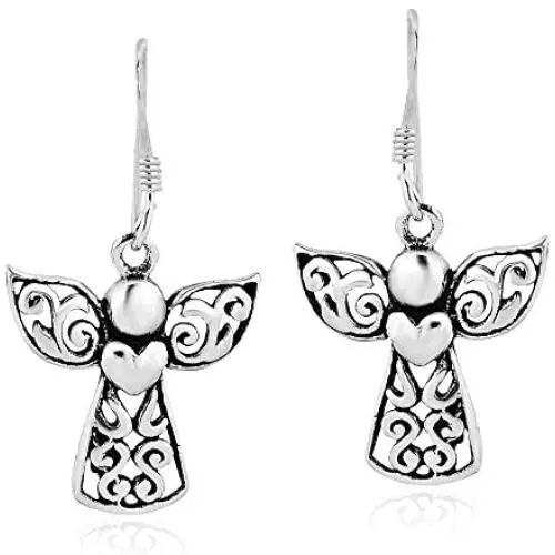 Guardian Angel of Love .925 Sterling Silver Dangle Earrings Guardian Angel of Love .925 Sterling Silver Dangle Earrings
