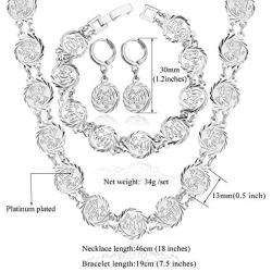 U7 Muslim Jewelry Set for Women|Platinum or 18K Gold Plated Allah Necklace Chain Link Bracelet Earrings Sets, Coin/Heart/Square Style.