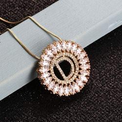 Name Alphabet Initial Letter Pendants Necklace Cubic Zirconia chokers chain Personalized Colar Jewelry for lady Women