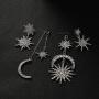 ORAZIO 4 Pairs Cubic Zirconia Moon Sun Star Earrings Exaggerated Punk Moon Dangle Drop Earrings Boho Statement Sun Star Earrings Retro Jewelry for Women Egirls