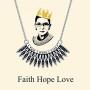 Dissent Collar Necklace Sterling Silver Engraved Faith Hope Love Pendant Necklace Jewelry Memory Ruth Bader Ginsburg