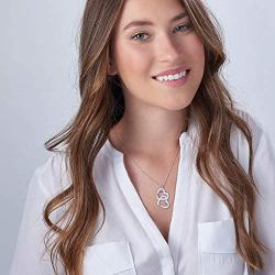 MyNameNecklace Personalized Engraved 2 Hearts Necklace-Couple Pendant Made with Swarovski Crystals- Valentines Jewelry Gift