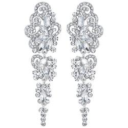 mecresh Marquise Crystal Bridal Chandelier Dangle Drop Earrings Ladies Gifts in Silver/Gold Tone