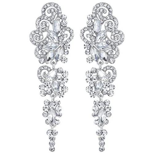 mecresh Marquise Crystal Bridal Chandelier Dangle Drop Earrings Ladies Gifts in Silver/Gold Tone