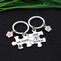CYTING Her Stitch His Angel Puzzle Piece Keychain Set with Hibiscus Flower Charm Hawaiian Jewelry Gift for Couples Family Best Friends