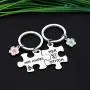 CYTING Her Stitch His Angel Puzzle Piece Keychain Set with Hibiscus Flower Charm Hawaiian Jewelry Gift for Couples Family Best Friends