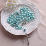 Rosary Catholic Necklace Pearl Bead Prayer Rosary Necklace Jewelry with Alloy Christian Vintage Cross