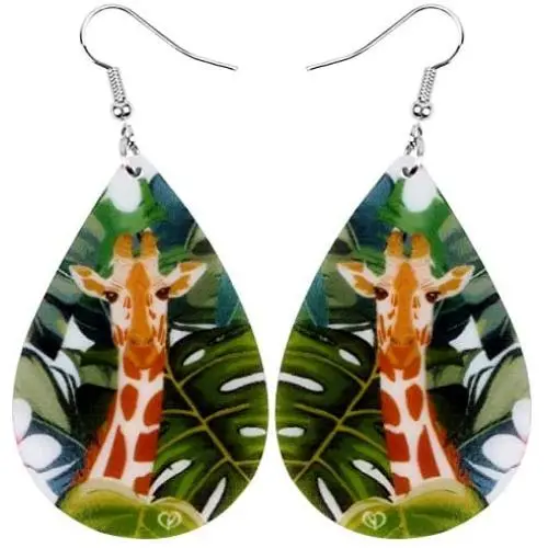 NEWEI Acrylic Lightweight Africa Giraffe Earrings Big Teardrop Dangle Jungle Animal Jewelry For Women Kids Charm Gift NEWEI Acrylic Lightweight Africa Giraffe Earrings Big Teardrop Dangle Jungle Animal Jewelry For Women Kids Charm Gift