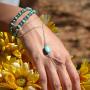 Olbye Silver Finger Ring Bracelet Turquoise Bracelet Charm Hand Chain Bracelet Everyday Jewelry for Women and Teen Girls
