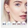 7mm Princess Cut Gemstone Drop Earrings in Sterling Silver