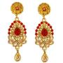 Bindhani Womens Indian Jewelry Simple Bridal Bridemaids Party Wear Crafted Brides Gold Plated Kundan Polki Red Choker Necklace Earrings Tikka Fashion Bollywood Style Jewellery Set for Wedding