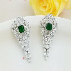 SELOVO Vintage Style Cubic Zirconia Crystal Blue/Green Big Dangle Earrings