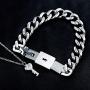 Uloveido Titanium Steel Key Pendant Necklace and Square Lock Bangle Bracelet Set for Couples Valetines Gifts