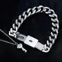 Uloveido Titanium Steel Key Pendant Necklace and Square Lock Bangle Bracelet Set for Couples Valetines Gifts