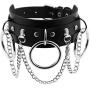 Xjoyous Circle Choker Necklace PU Leather Goth Choker Collar with Black Studded Punk Rock Rivet Collar Adjustable Size