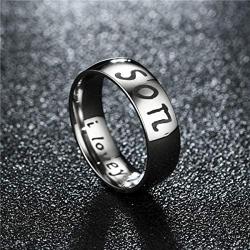 Kebaner 6MM Stainless Steel Mother Dad Daughter Son Gifts Family Jewelry Ring Band Engraved I Love You