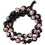 Hawaiian Plumeria Jewelry Set -Necklace, Bracelet, Earring for Luau Party, Graduation, Birthday. Made with Real Kukui Nut Lei with Hand Painted Flower, Tropical, Orchid Decoration