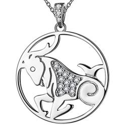 Besilver Zodiac Constellation Pendant Necklace Charm Women Men 925 Sterling Silver Horoscope Sign Astorlogy Necklace Celestial Symbols Jewelry Birthday Gifts for Wife Girlfriend Gift