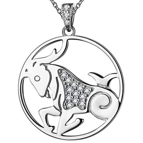 Besilver Zodiac Constellation Pendant Necklace Charm Women Men 925 Sterling Silver Horoscope Sign Astorlogy Necklace Celestial Symbols Jewelry Birthday Gifts for Wife Girlfriend Gift