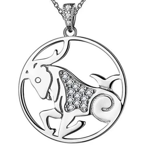 Besilver Zodiac Constellation Pendant Necklace Charm Women Men 925 Sterling Silver Horoscope Sign Astorlogy Necklace Celestial Symbols Jewelry Birthday Gifts for Wife Girlfriend Gift