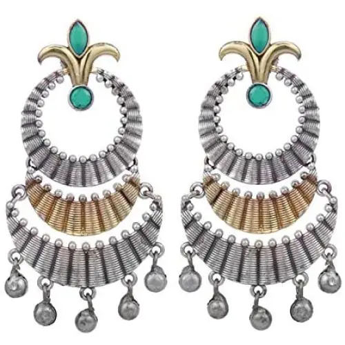 Aheli Oxidized Boho Dangle Earrings Encrusted with Faux Stone Studded Indian Bollywood Ethnic Fashion Jewelry for Women Aheli Oxidized Boho Dangle Earrings Encrusted with Faux Stone Studded Indian Bollywood Ethnic Fashion Jewelry for Women